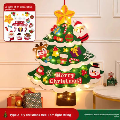 DIY Felt Christmas Tree Wall Decoration with LED Lights