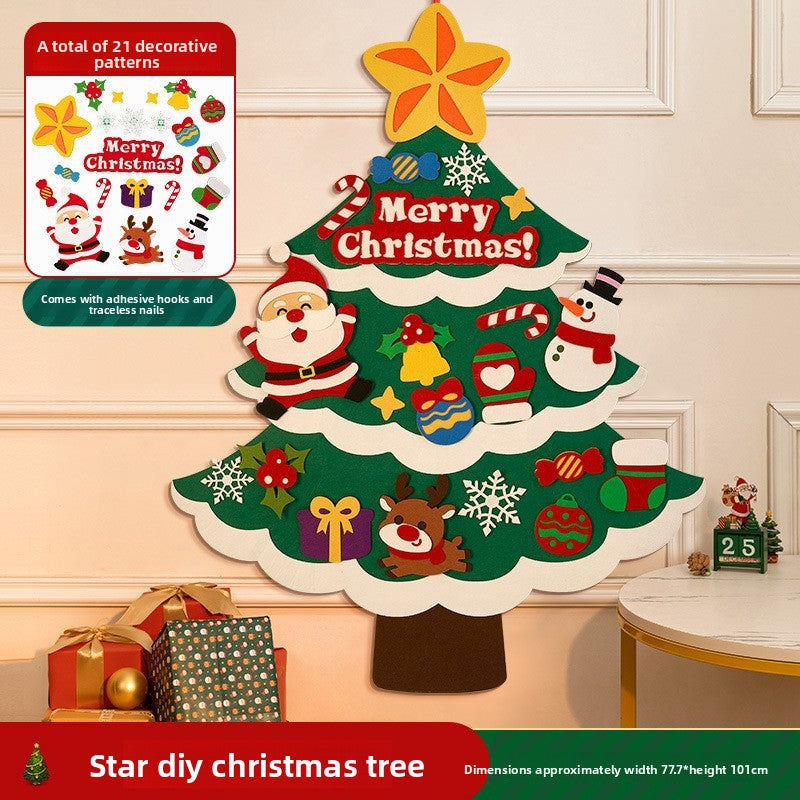 DIY Felt Christmas Tree Wall Decoration with LED Lights